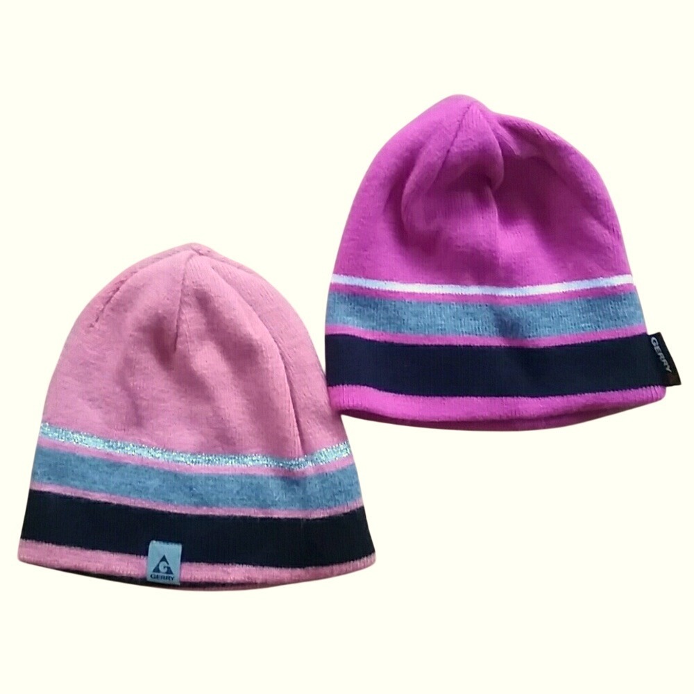 2 Gerry Girlsโ Toboggan Winter Hats in Pink